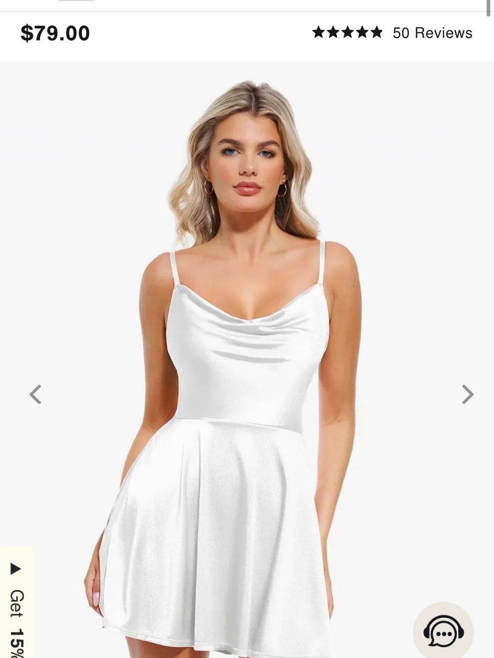 Popilush Women’s White 2XL Plus Shapewear Slip Dress Built-In Bra Wireless